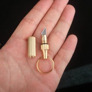 выкидной нож своими руками чертежи 1PCS мини Brass Capsule карманный нож Portable Utility Knifes Survival нож Keychain Pendant Gadget Letter Package Opener оптом VEXKANT