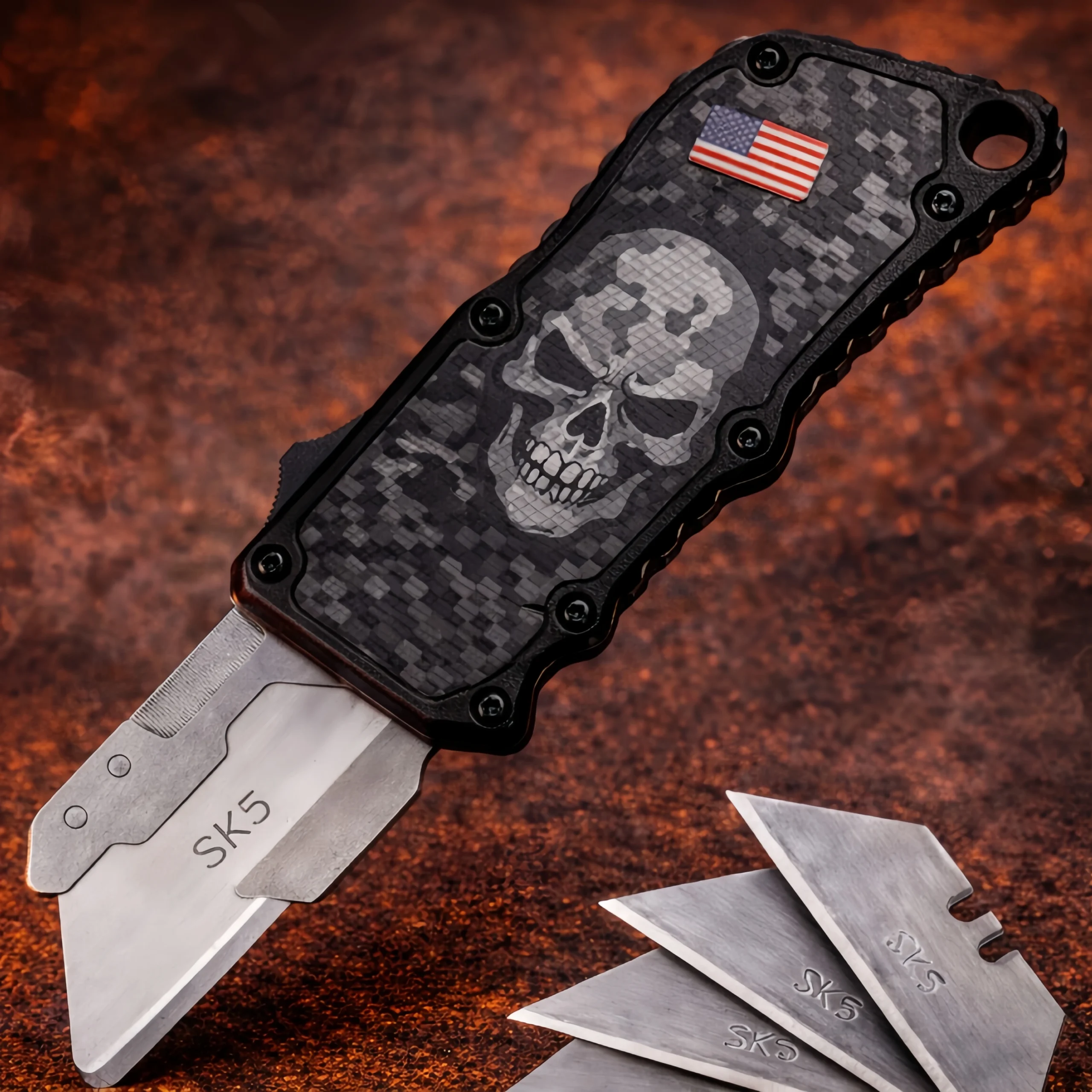 выкидной нож стилет купить Skull-shaped utility нож оптом VEXKANT