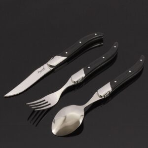 High-End Black Painted Wooden рукоять Stainless Steel Cutlery набор - Handmade, Exquisite нож, Fork And Spoon оптом VEXKANT