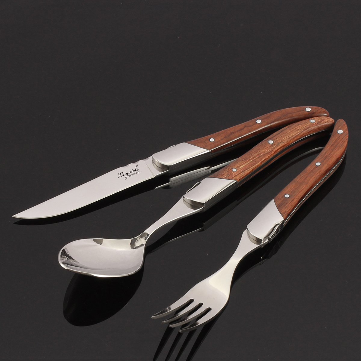 Кухонные ножи Laguiole Red Wood рукоять Cutlery набор - French Classic Craftsmanship, High-End Stainless Steel Cutlery оптом VEXKANT