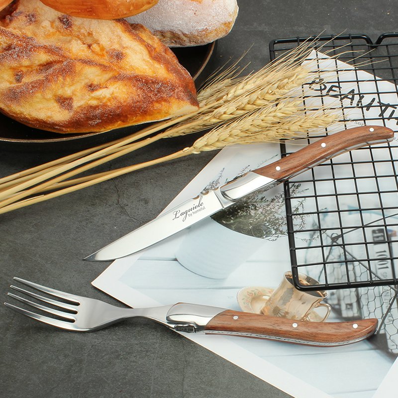 Laguiole Olive Wood Steak нож And Fork набор - High-End French Tableware, Classic Design, Suitable For Restaurants, Hotels And High-End Banquets оптом VEXKANT