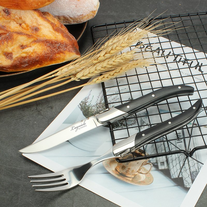 Laguiole Black рукоять Steak нож And Fork набор - Elegant French Design, Suitable For High-End Catering Venues оптом VEXKANT